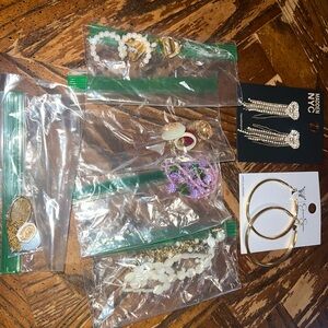 Elegant Gold, Beaded White Jewelry Lot